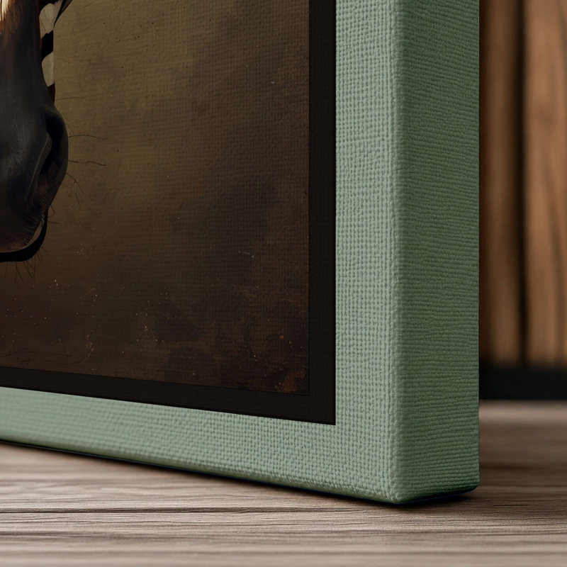 Frontal Zebra Modern - Wrapped Canvas, 36x24 - 91.4 x 61.0 cm, Sage Border