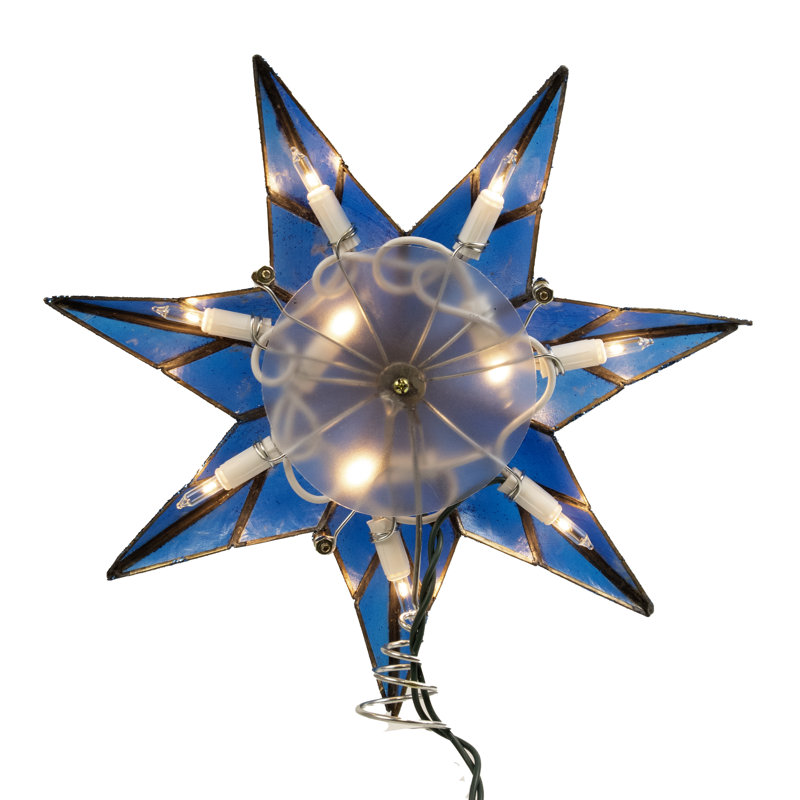 10-Light 7-Point Capiz Star Tree Topper, Blue
