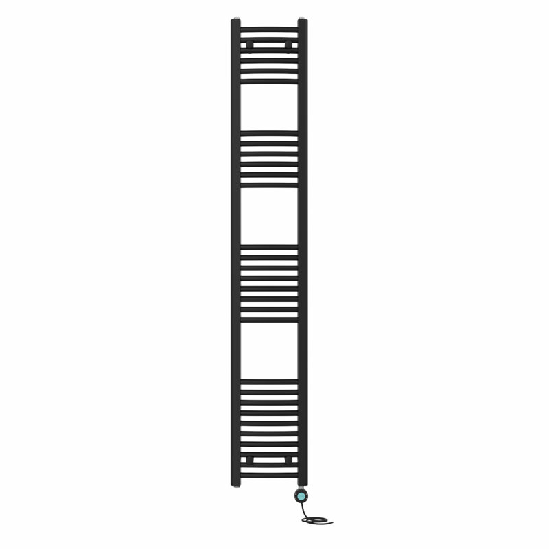 Curved Towel Rail Heated Towel Rails, 180cm H x 30cm W x 3.4cm D, Black