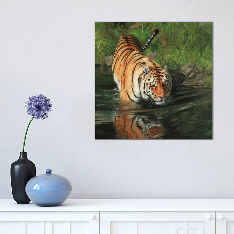 Tiger Entering River by David Stribbling - Wrapped Canvas Gallery-Wrapped Canvas Giclée, 45.72cm H x 45.72cm W