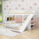 Lit superposé double en bois avec tablettes, glissade et dispositifs de sécurité