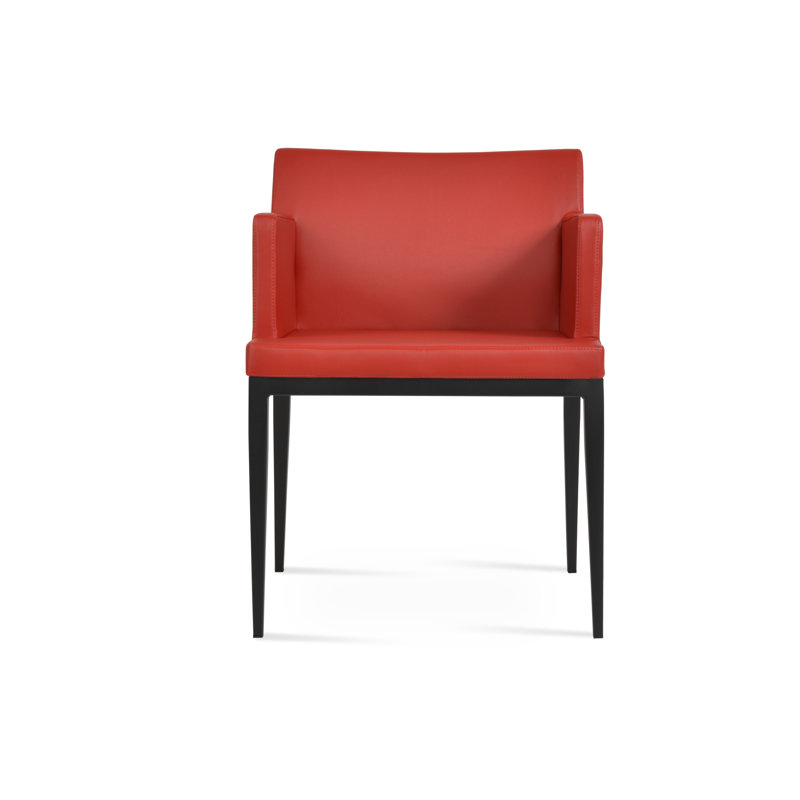 Chaise avec accoudoirs à dossier rembourré Soho, Noir, Rouge