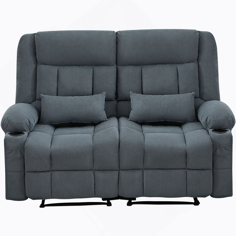 Causeuse inclinable avec porte-gobelets et poche latérale pour le salon, Blue