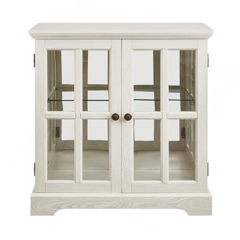 Tall Accent Cabinet With Glass Door, White