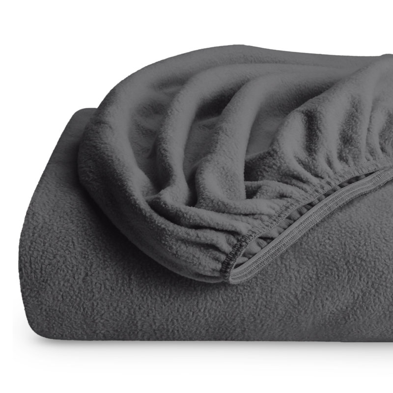 Micro Fleece Super Soft Fitted Sheet, Queen Fitted Sheet, Gray