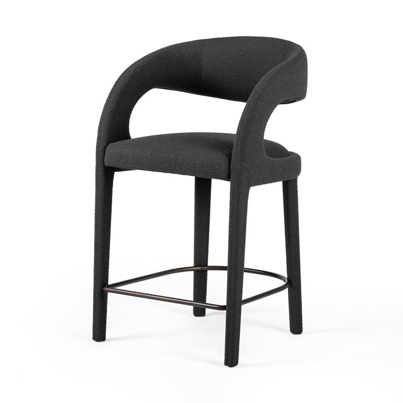 Hawkins Stool, Counter Stool (26.57" Seat Height), Fiqa Charcoal Boucle/Polyester