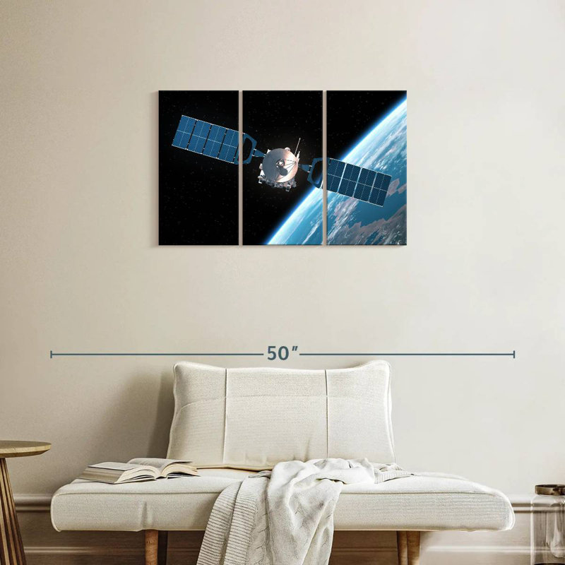 Satellite Orbiting Earth, 20" H x 33" W