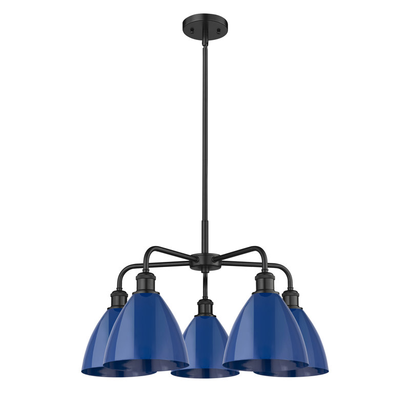 Lustre en dôme à 5 lumières Trickett, Bleu, Noir mat