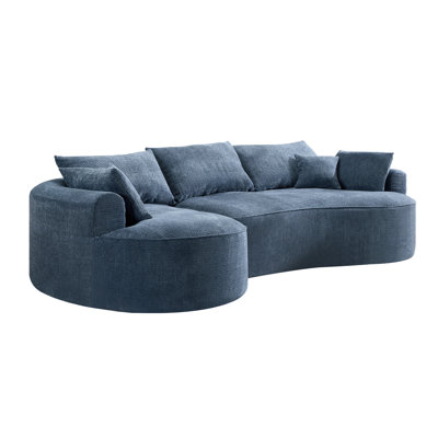 Boneless 124.5" Modern Curved L-Shaped Modular Chenille Sofa with 7 Pillows