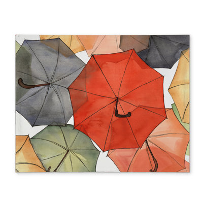 Illustrative Red Polyester Placemat - The Umbrellas Decor