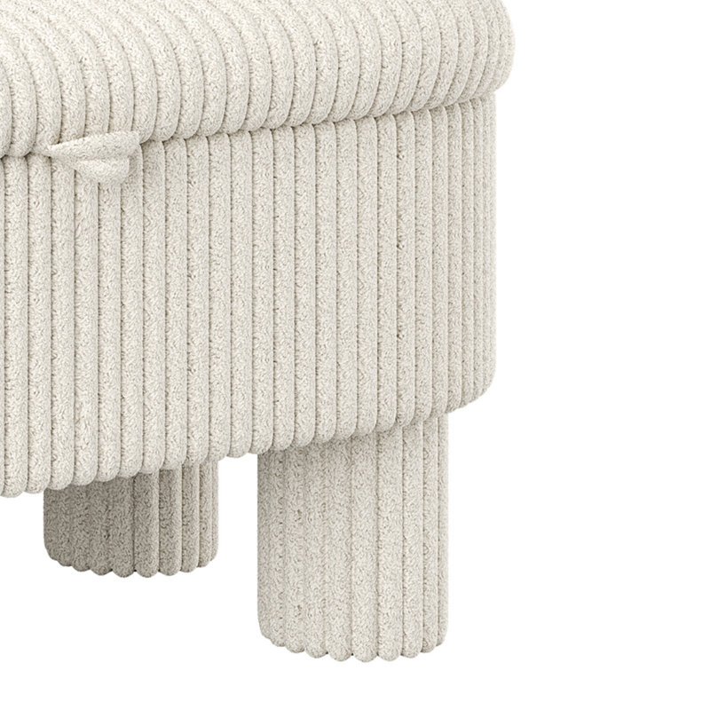 Pouf de rangement moderne en velours côtelé, banc rembourré pour chambre, entrée, salon et hall d'entrée, Blanc