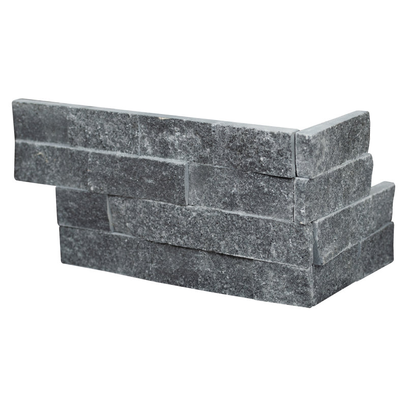 Stonecrest 6 in. x 18 in. Split Face Natural Stone Ledger Corner Wall Tile, Noir