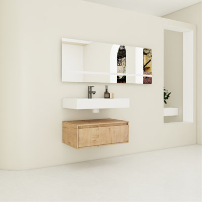 Meuble-lavabo de 76 cm avec lavabo et comptoir en résine - Style moderne et durable