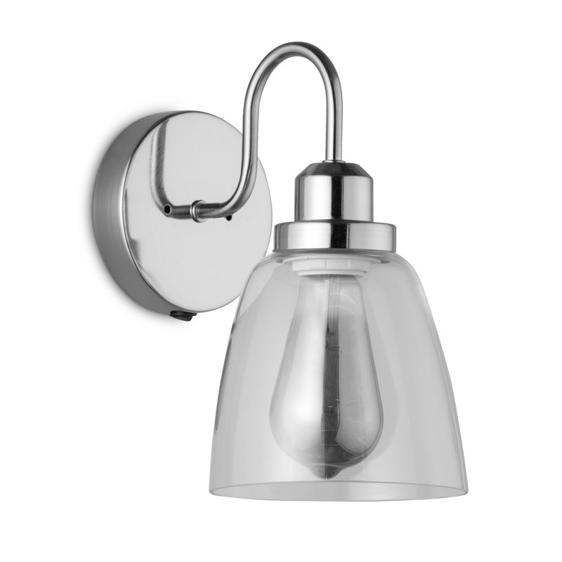 Amiya 1 - Light Dimmable Silver Industrial Style  Switched Armed Sconce
