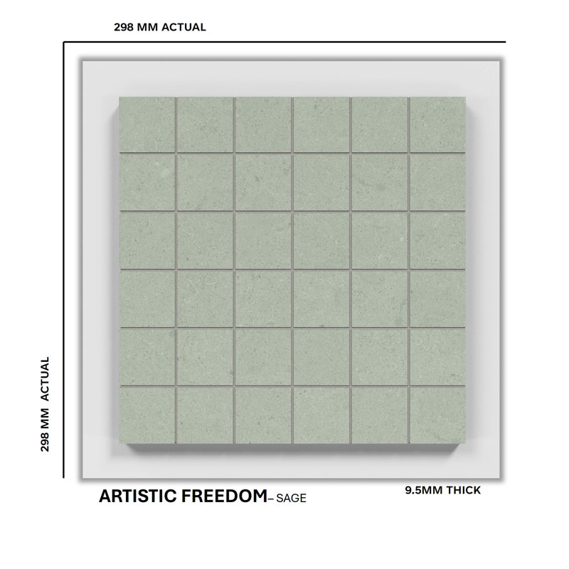 Artistic Freedom 2"X2" Porcelain Stone Look Tile Grid Mosaic Sheet, Sage