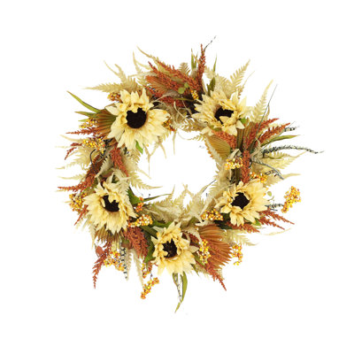 22" Fall Sunflower and Heather Wreath