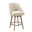 Counter Stool With Rotatable Seat And Metal Footrest: Solid Wood Legs. Medium High Back. Assembly Required. 300 Lbs Capacity. Reclaimed Grey Finish. & Linen Upholstery. Sand