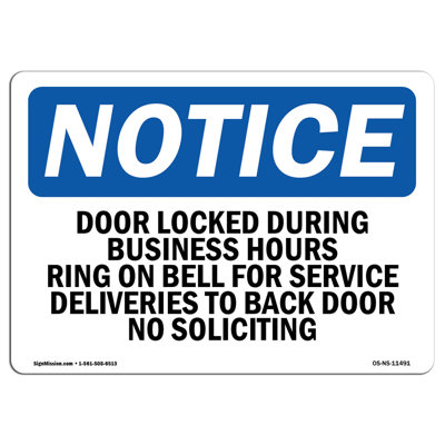 Door Locked During Business Hours Ring Bell Sign