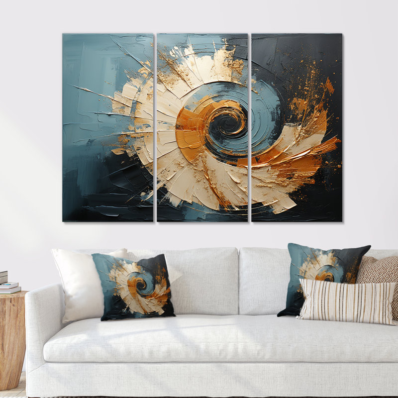 Désert mirage tourbillon Vortex I - ensemble d'art abstrait spirales abstraites, Toile tendue, H 32 po x l 48 po x P 1 po