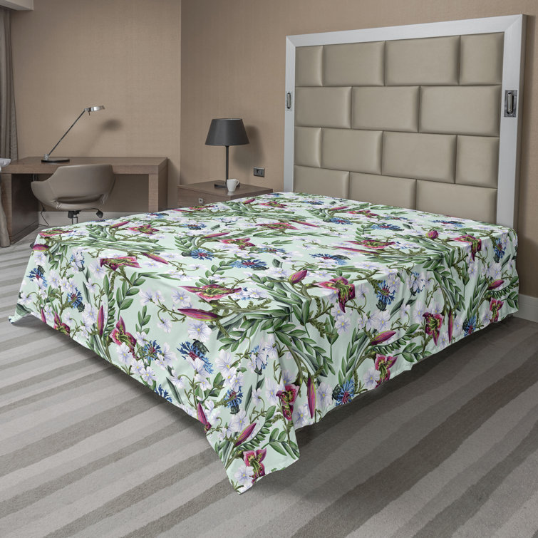 Ambesonne, drap plat floral pivoines, art botanique printanier