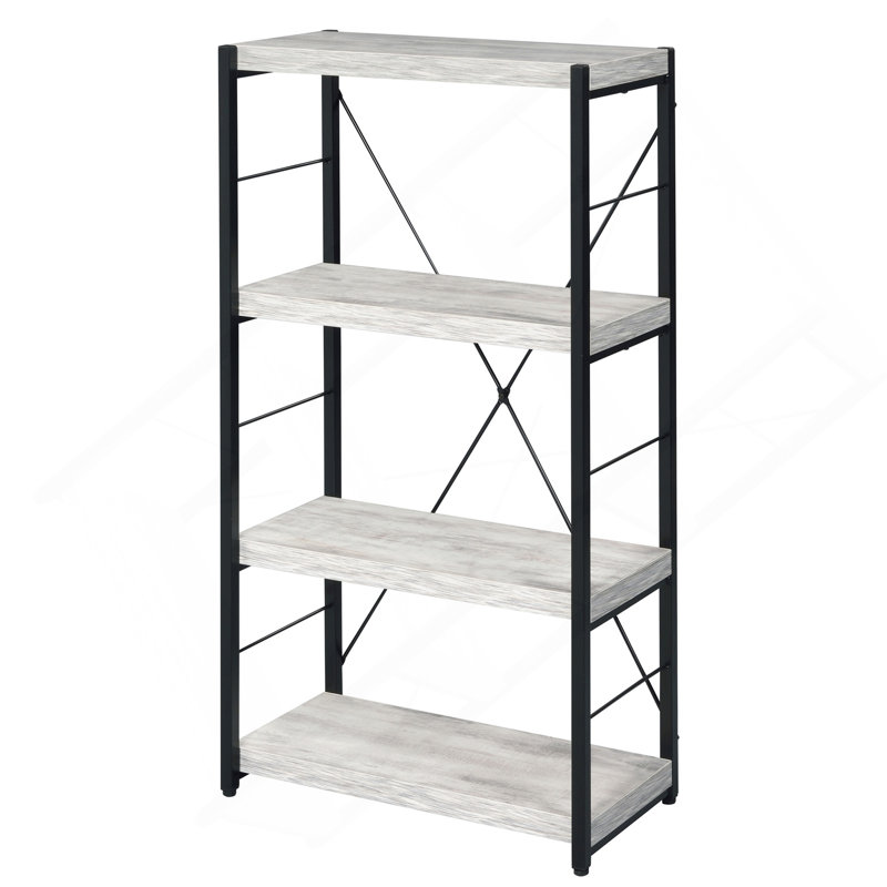 Antique White And Black 3-Shelf Bookcase