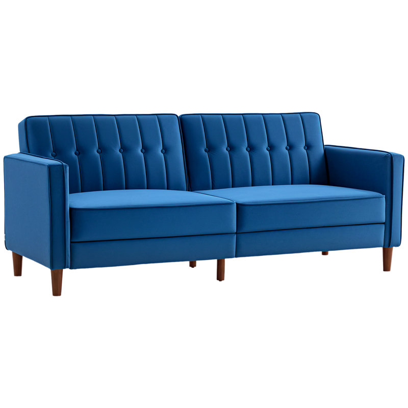 Azziah 2 Seater Velvet Sofa Bed, Blue