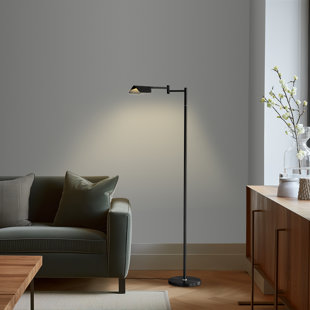 Lampe de lecture sur pied 53 po avec abat-jour en métal et options de gradation à 3 voies Leaf