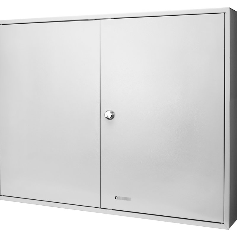 Armoire sécurisée avec serrure à clé et étiquettes de rangement verrouillables en acier blanc