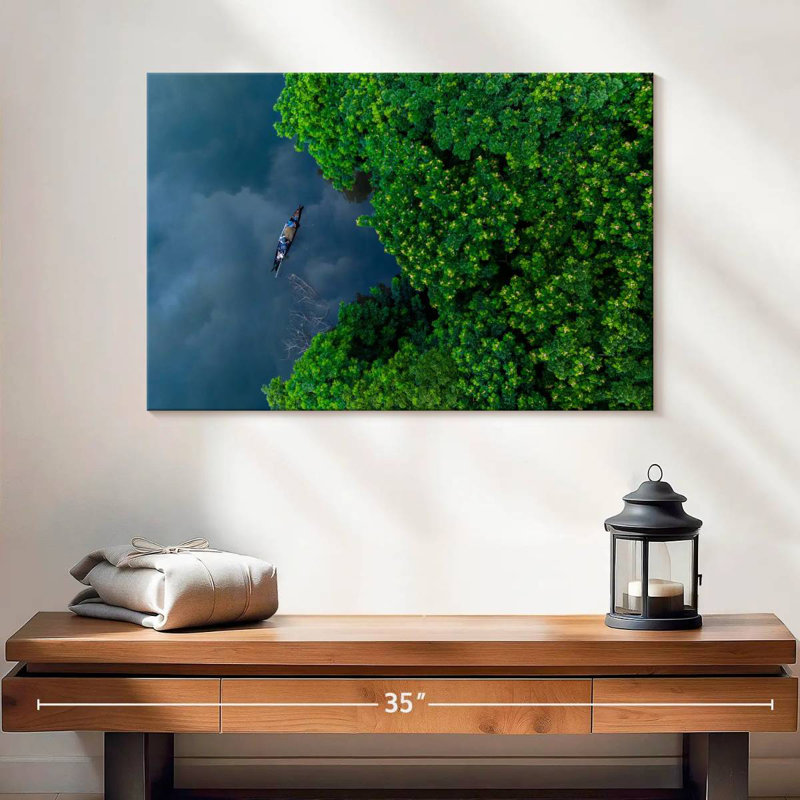 Pêcheur à la mangrove Alvord Kerala, H 16 po x l 24 po