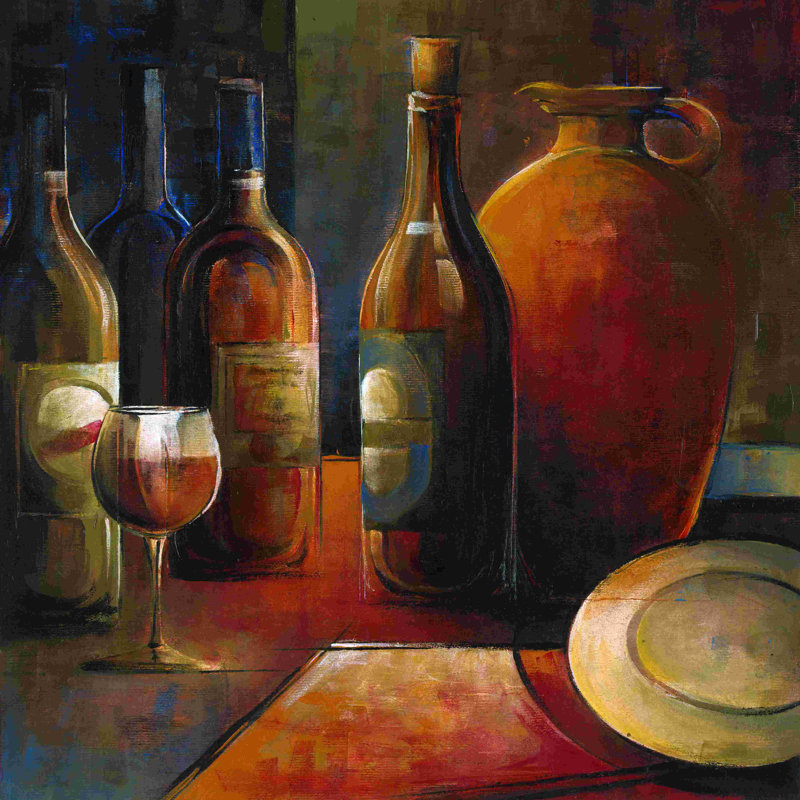 Botella Del Vino - Wrapped Canvas Print, 12" H x 12" W  