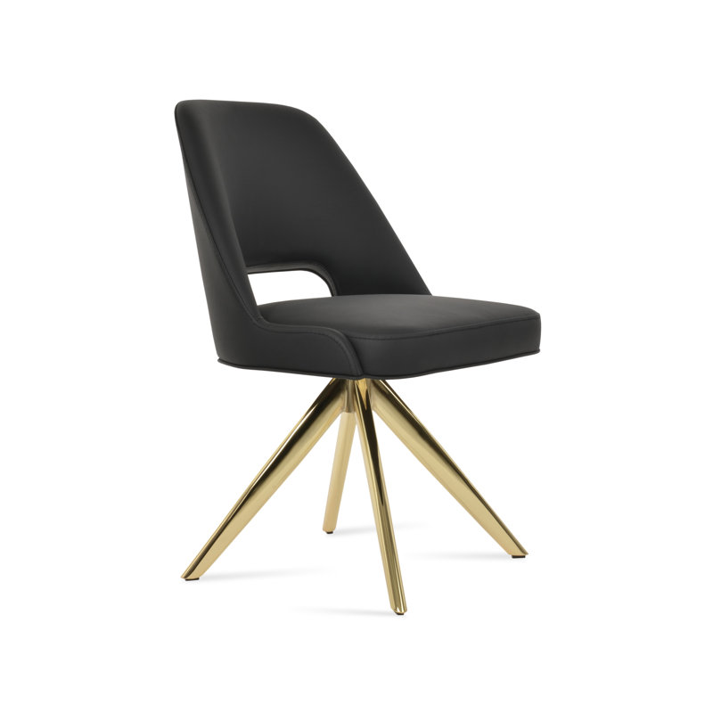 Marash Sword Swivel Side Chair, Gold, Black