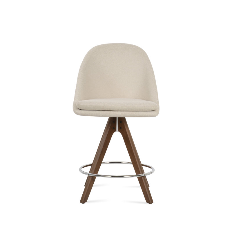 Tabouret de bar et de comptoir Avanos, Tabouret de bar (siège d'une hauteur de 28,7 po), Noyer noir, Blanc cassé