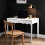 Table de coiffeuse avec tiroir, table de travail blanche 35,4 po / console festonnée pour entrée de chambre à coucher, poignée en laiton brossé