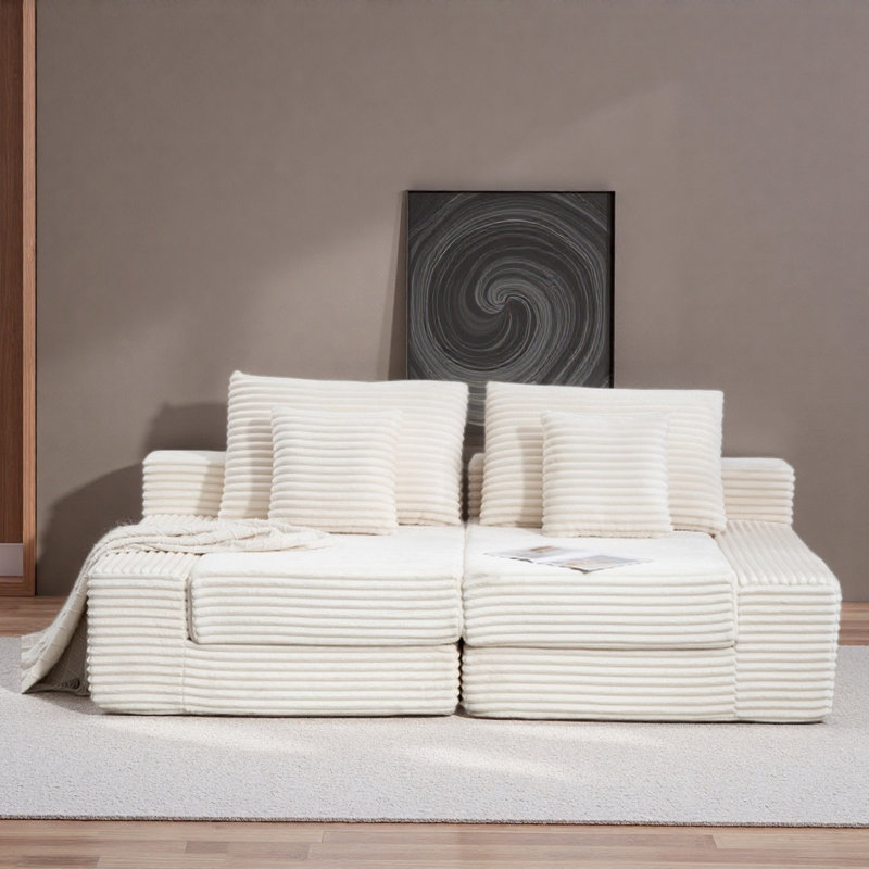 Méridienne double, canapé-lit moelleux en nuage, siège profond rembourré avec canapé en nuage désossé, aucun assemblage requis, causeuse en velours côtelé moderne pour la lecture dans la chambre à coucher