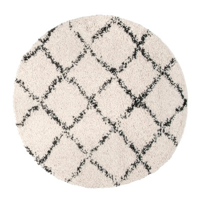 Mansel Trellis Area Rug for Living Room Bedroom Dining Room, Off White/Charcoal