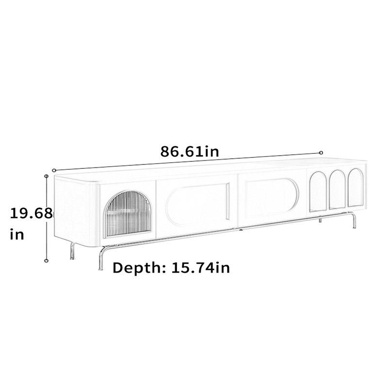 Meuble télé avec finition piano moderne, 86.61"