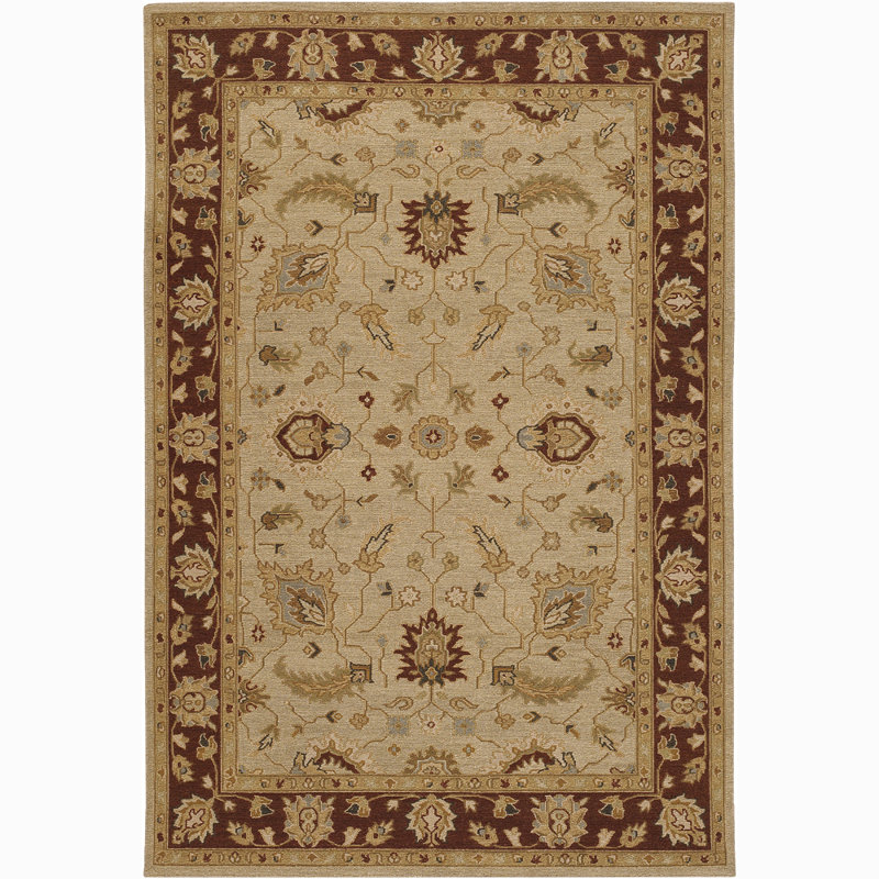 Pooja Wool Area Rug in Brown/Tan, Rectangle 2' x 3'