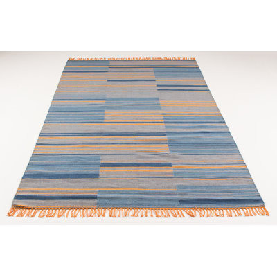 Turquoise Geometric Hand Woven Area Rug