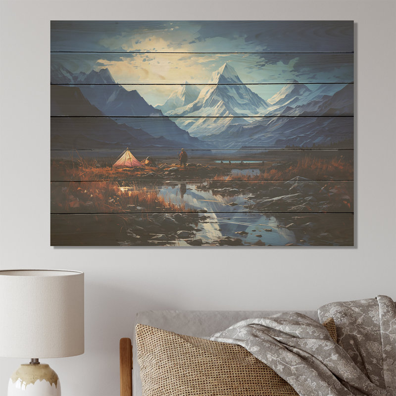 Mountain Mountain Solitude I - Impression de voyage sur bois, H 10 po x l 20 po x P 0,78 po