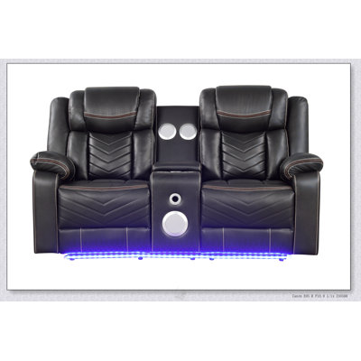 Challenger Modern Contemporary LED Power Recliner Loveseat With Console, Storage, And Bluetooth Speaker For Ultimate Comfort And Entertainment