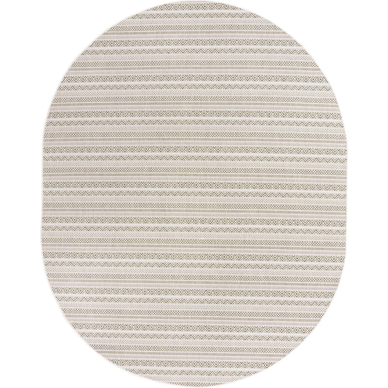 Striped Indoor / Outdoor Rug, Oval 5'3" x 7'10"