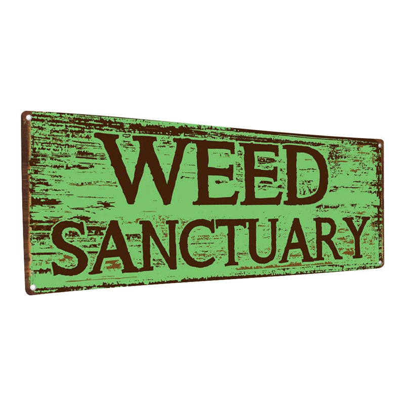 Weed Sanctuary, impression sur métal, H 5,75 po x l 15,5 po
