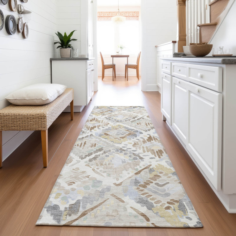 Premium Machine Washable Celis AMF1326 Diamonds Rug, Runner 2'3" x 7'6"