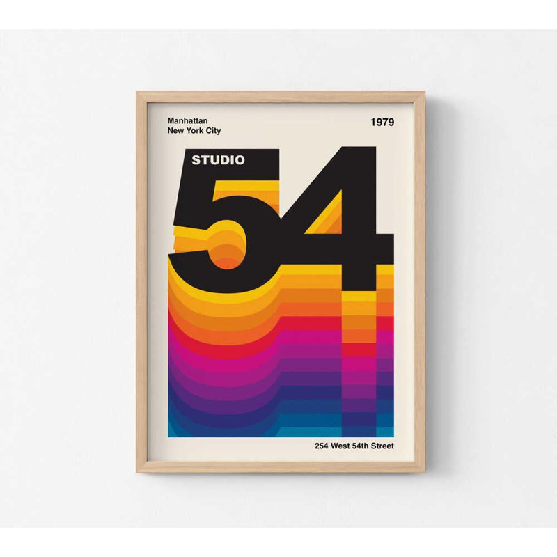 «Studio 54», affiche rétro de Manhattan, H 56 po x l 42 po, Tanné, Impression encadrée sans passe-partout