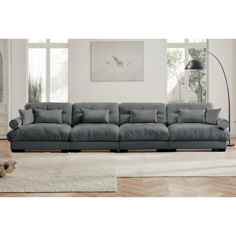 Canapé modulaire surdimensionné en velours super confort surdimensionné avec accoudoirs à traversin ergonomique, siège à assise profonde avec conception ergonomique pour une utilisation dans le salon et le salon