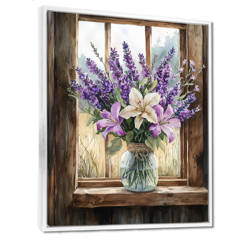 Inam - impressions sur toile florales, Impression encadrée flottante, H 32 po x l 16 po, Blanc