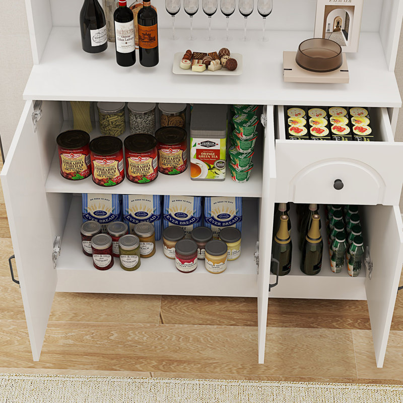 71" Kitchen Pantry Storage Cabinet with 6 Doors and 1 Drawer, White