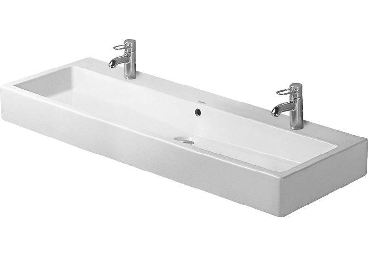 Vero White Ceramic Rectangular Wall Mount Bathroom Sink with Overflow