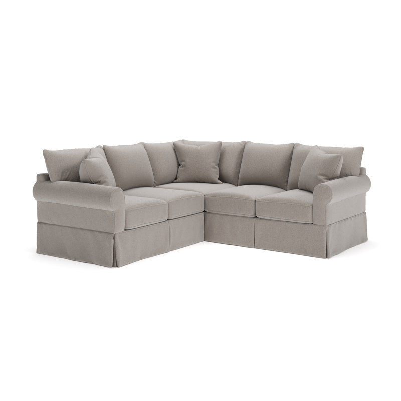 Amari Slipcovered L-Sectional, Right Hand Facing, Apollo Pebble Boucle