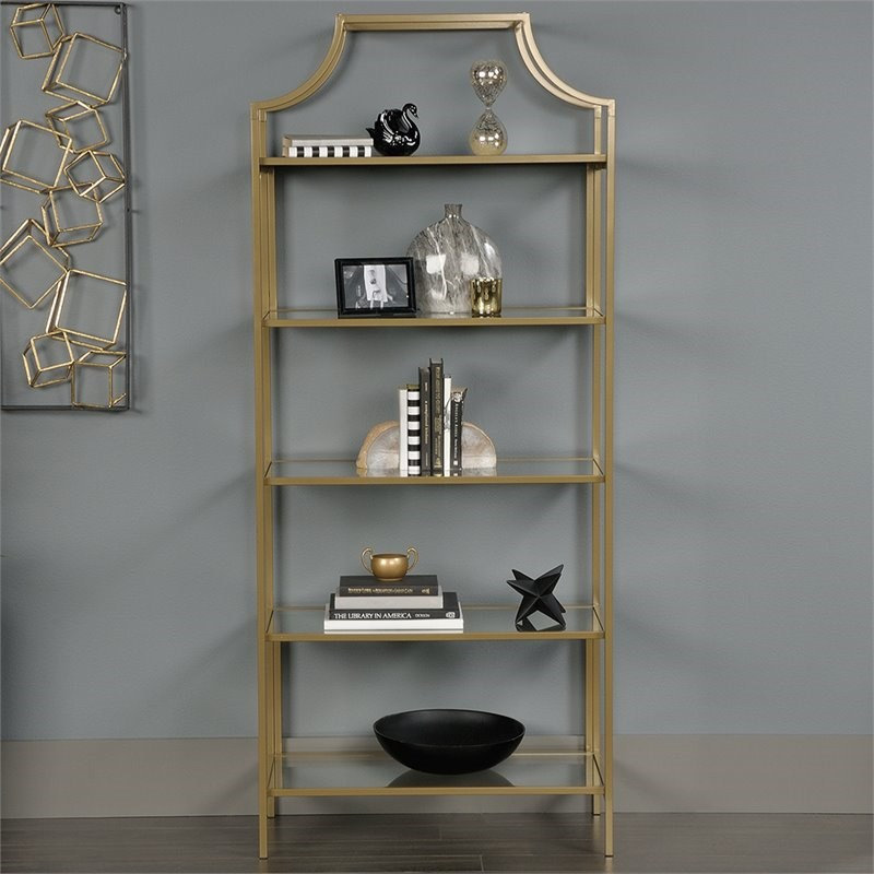 Bibliothèque moderne en métal satiné à 5 tablettes Pembrely Row